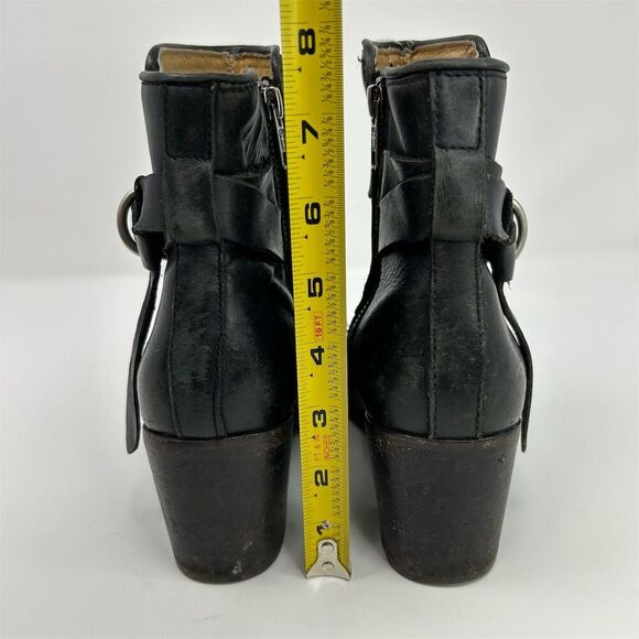 Frye Malorie Knotted Black Leather Booties Casual Block Heel Size 8 Buckle Fall - Picture 12 of 17